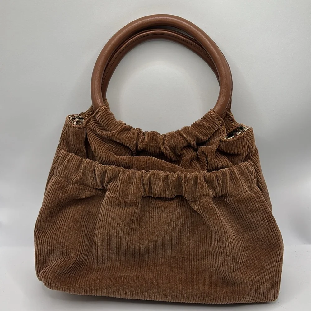 Brandy Melville light brown Corduroy mini bag exterior pocket casual festival - Picture 11 of 16